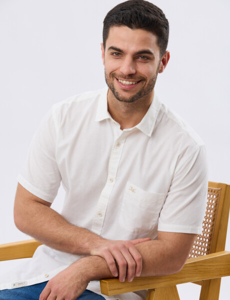 CAMISA LISA DE LINO Blanco