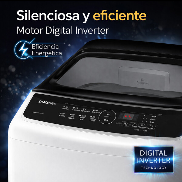 Lavarropas Samsung Carga Superior 8kg Inverter LAVARROPAS SAMSUNG 8KG WA80CG4240BW W/BK