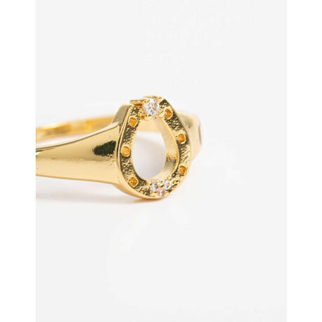 Anillo Herradura Bañado En Oro Con Cubic Zirconia Dorado