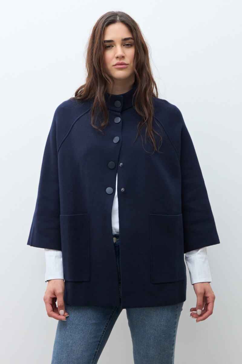 Chaqueta tejida con bolsillos azul marino