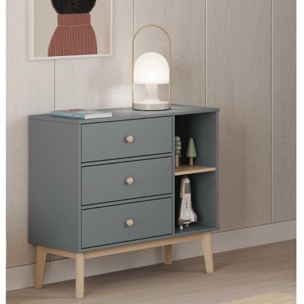COMODA 3 CAJONES 2 ESTANTES - CENIZA COMODA 3 CAJONES 2 ESTANTES - CENIZA