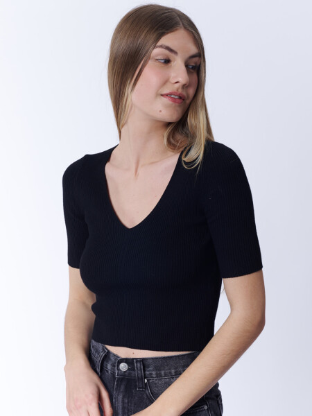 Remera Punto Rib Negro
