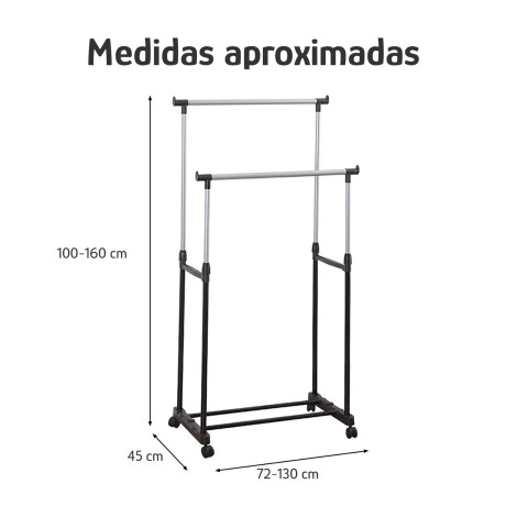 Perchero Doble Organizador Ajustable Para Ropa Con Ruedas Negro