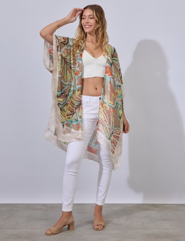 Kimono Printed MULTI/TOSTADO