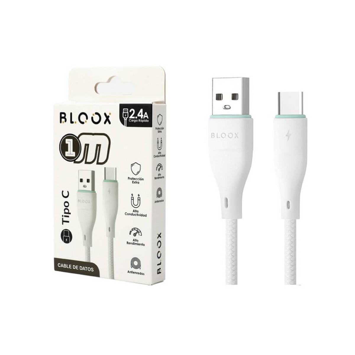 Cable De Datos Bloux Usb A A Tipo C 1 Metro - CABLE BLOOX USB A/USB C 1M 