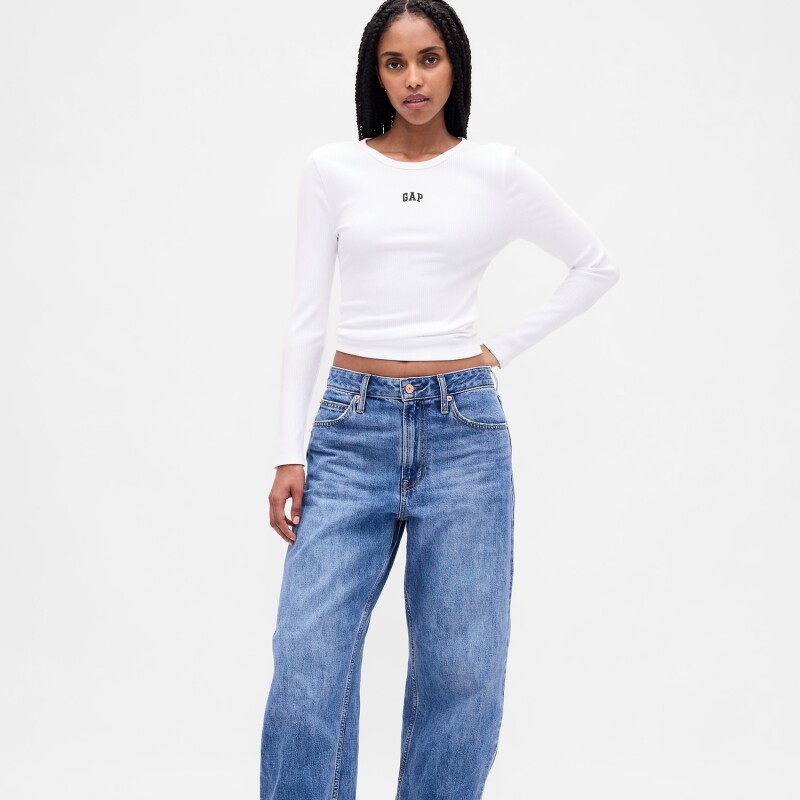INTL LS MOD RIB CROP TEE FRESH WHITE