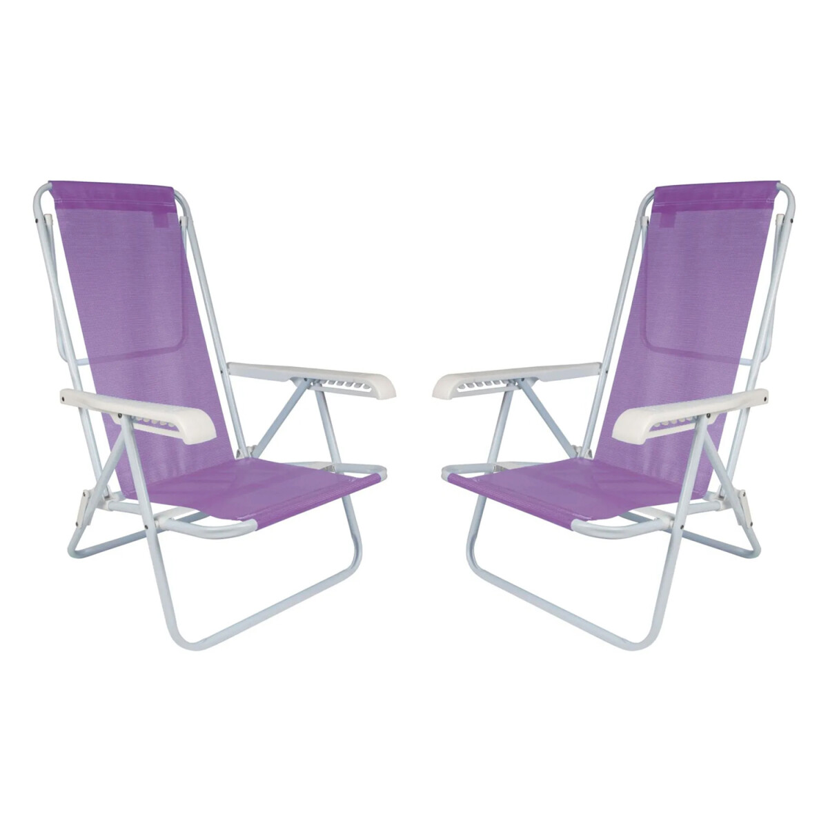 Kit 2 Reposeras Reclinables 8 Posiciones Acero Mor Sannet - Lila 