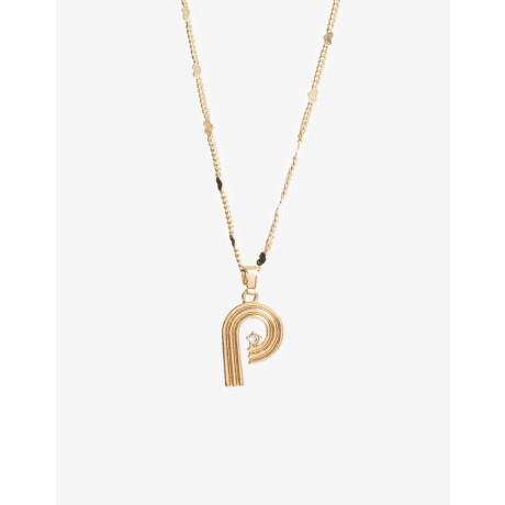Collar Con Dije Inicial Letra ''p'' Dorado