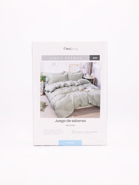 SABANAS JUEGO 1 PZA PRINT RAYAS VERDE