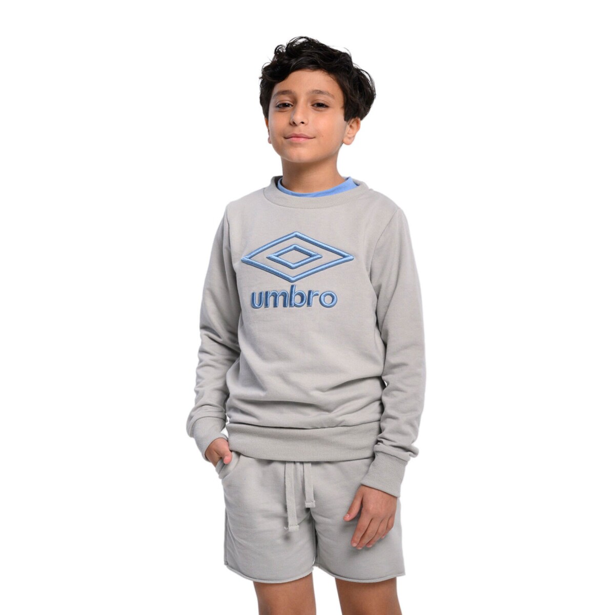 Buzo Infantil Umbro Puffer - Gris - Celeste 