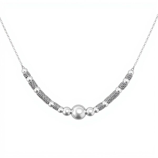 Cadena gargantilla bolitas tailandesa-Plata 925-Sin Piedra-CD3473 sinpiedra