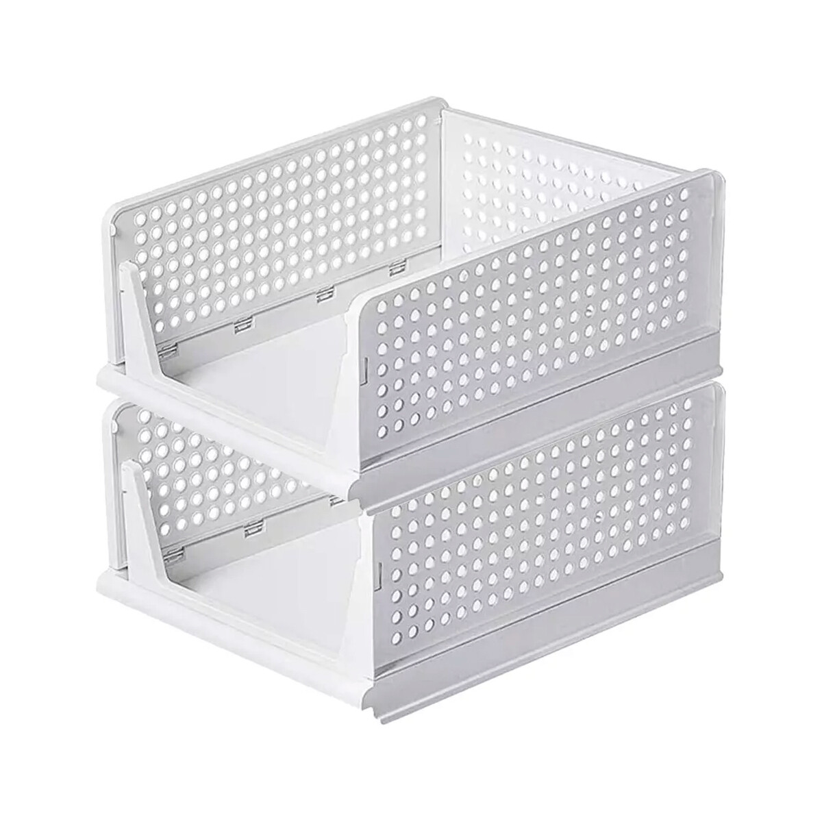 Set x2 Cesto organizador apilable alta G - BLANCO 