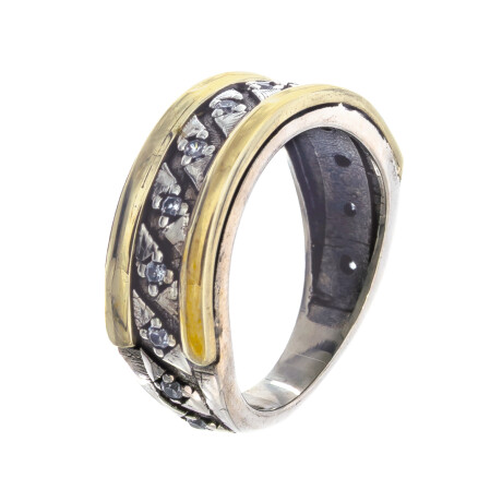 Anillo de plata 925, double en oro 18 ktes y circonias. Anillo de plata 925, double en oro 18 ktes y circonias.