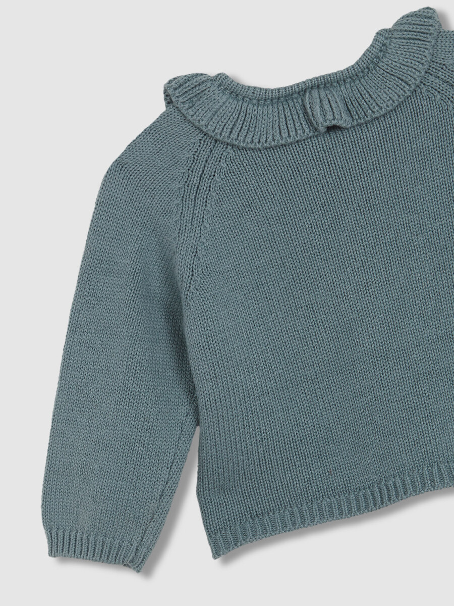 Chaqueta Cuello Volante Azul