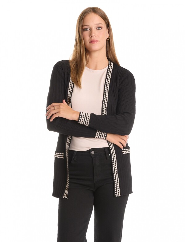 Cardigan Ribete NEGRO/BEIGE