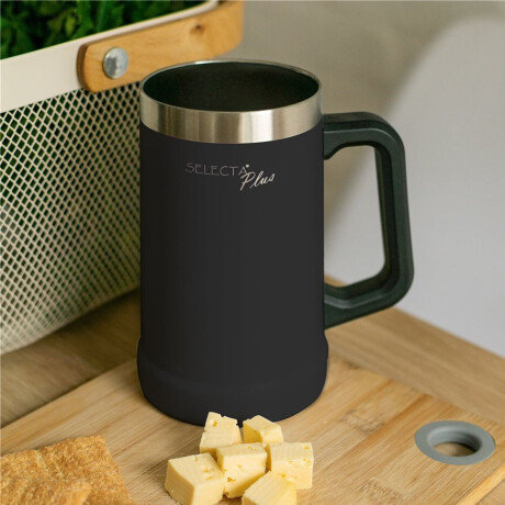 Jarra Térmica de Cerveza c/Asa 700Ml Acero Inox Doble Pared Negro