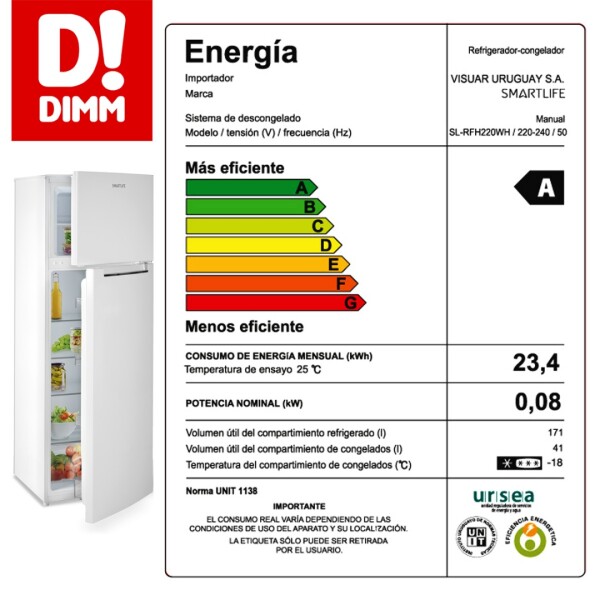 Refrigerador Smartlife Sl-rfh220wh2 HELADERA SMARTLIFE SL-RFH220WH2 AP