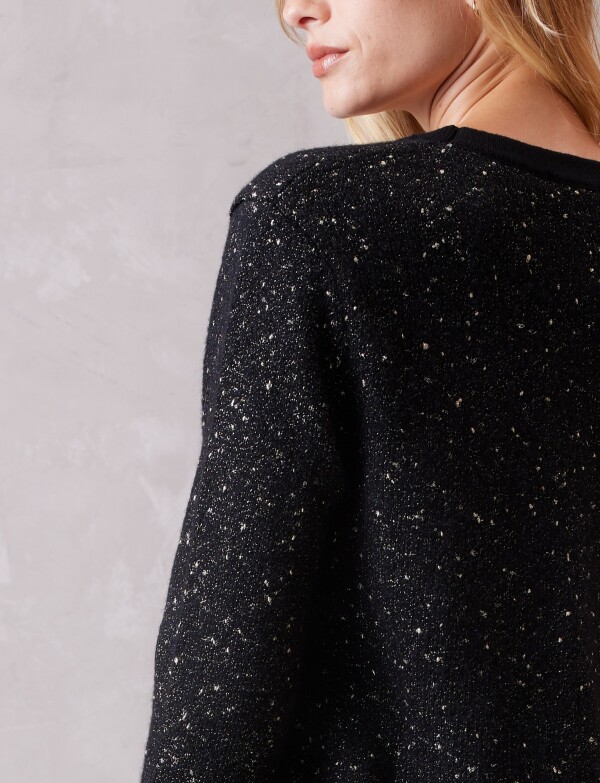 Cardigan Tweed Sparkle NEGRO