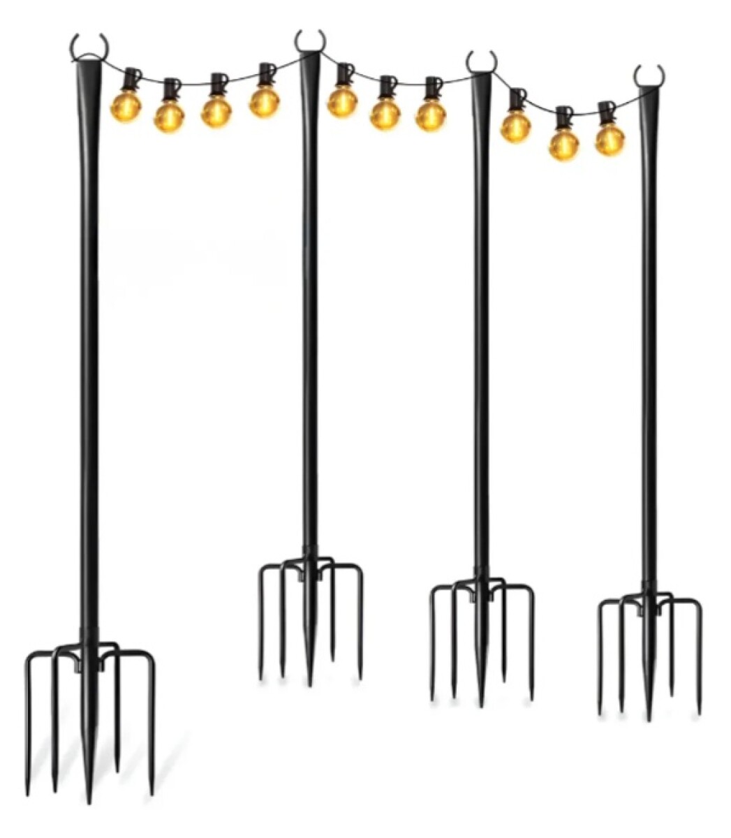 Paquete 4 Postes De Luz De Acero Para Exterior Jardin - Negro 