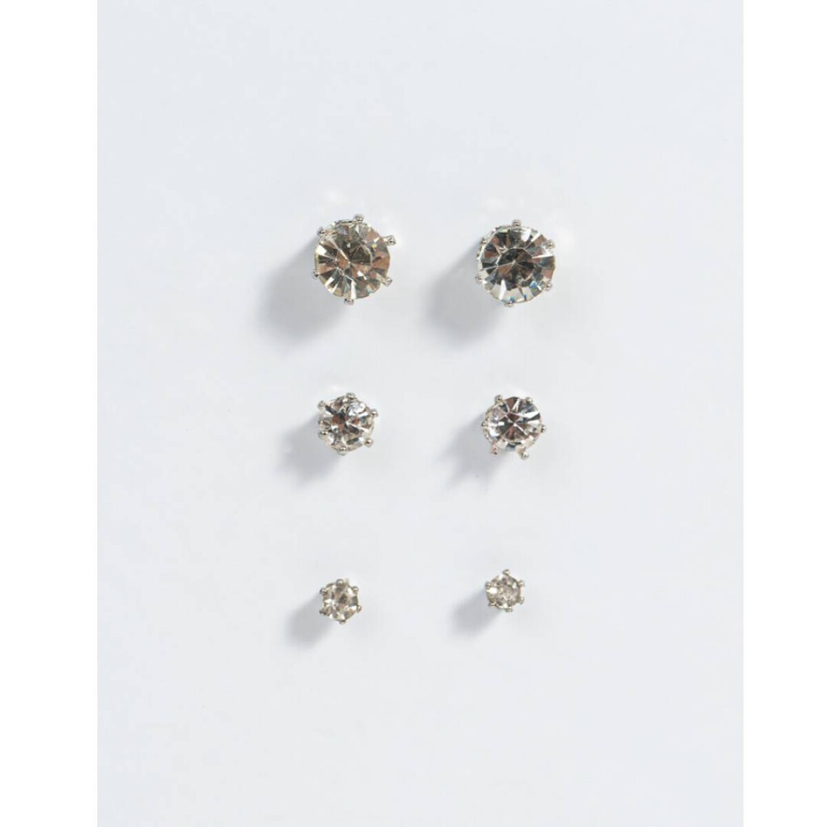Set De Aros Con Strass - Plateado 