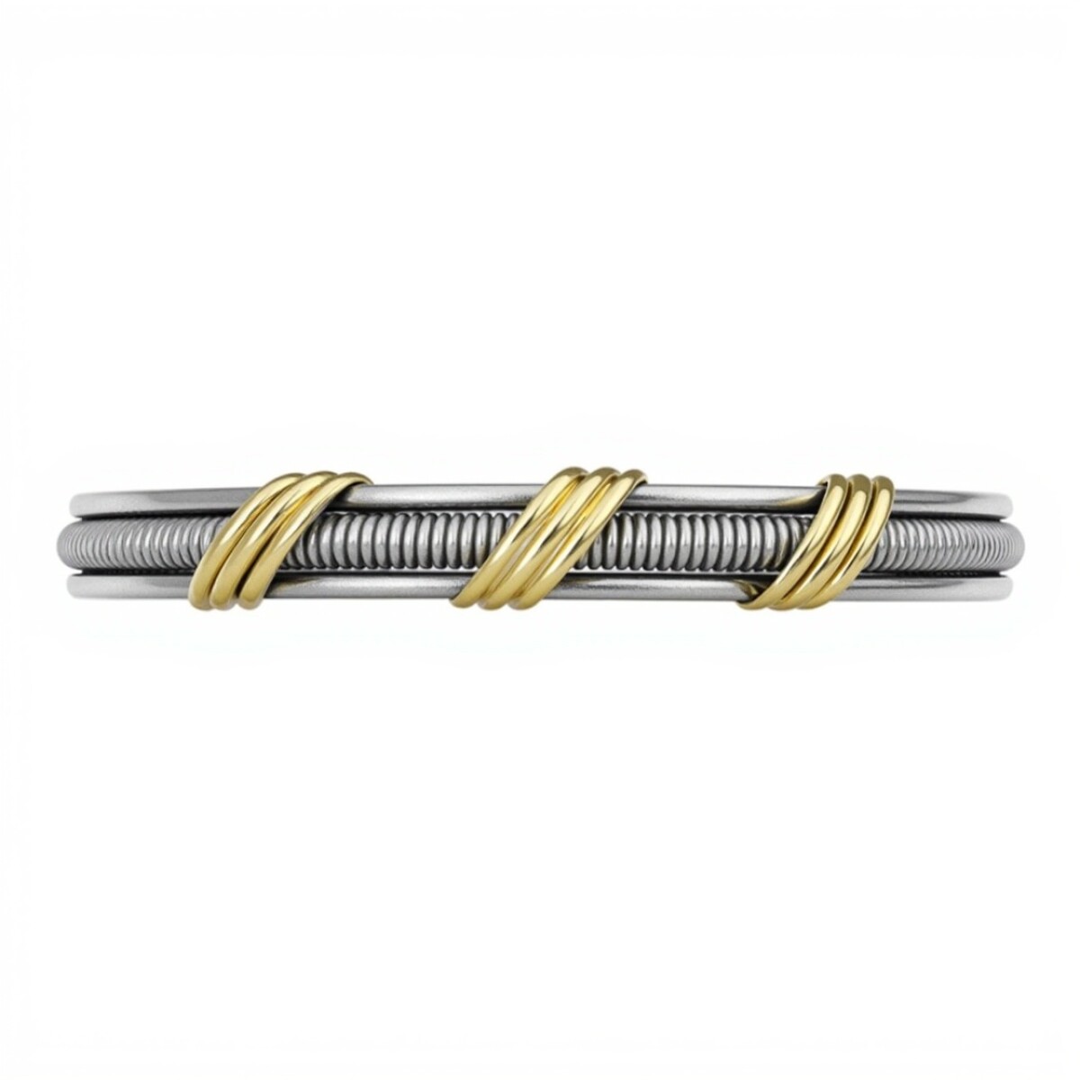 Brazalete Tres Líneas - Plata y Oro - PU5162 - sinpiedra 