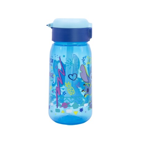 Botella Plástica Stitch con Pajita y Botón de Apertura 001