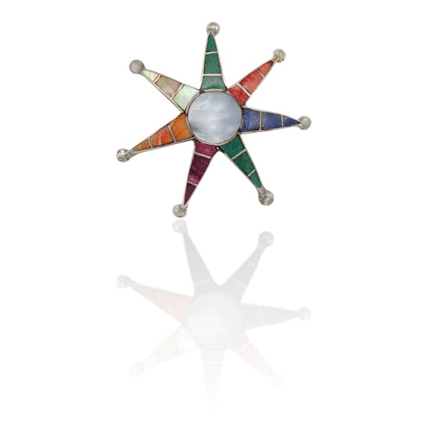 Dije Colgante Estrella-Plata Peruana 950 -Piedras Varias-CP4000 conpiedra