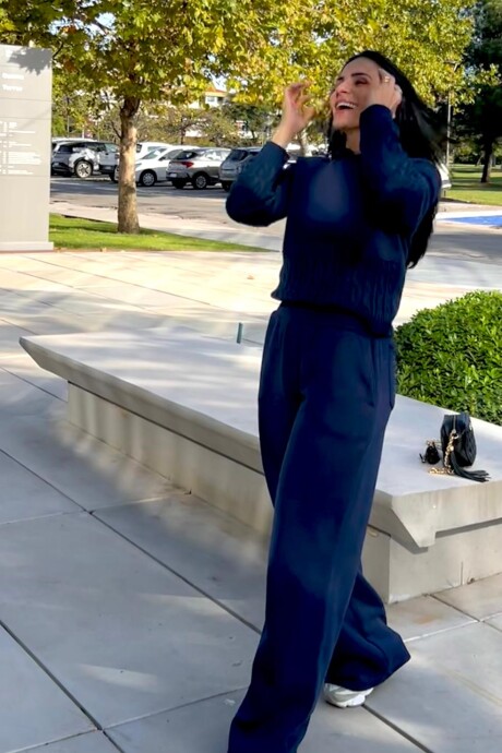 Pantalon wide leg con cintura alta Joaquina Azul