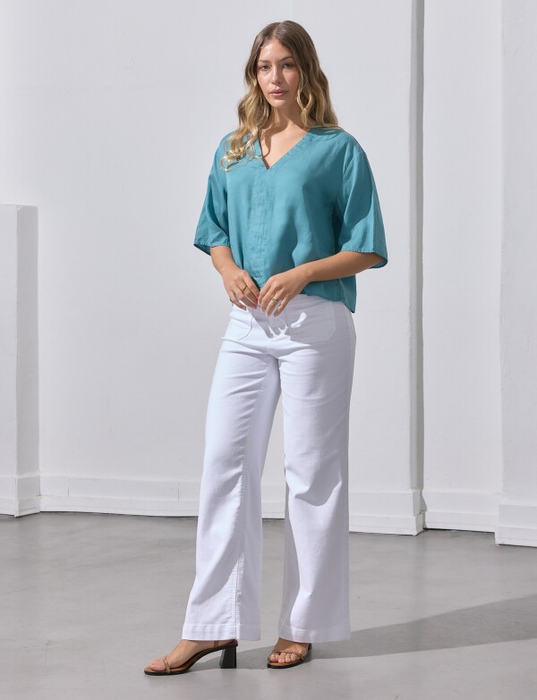 Blusa Lyocell CELESTE OSCURO