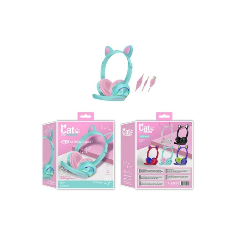 Auriculares GAMER CAT CON LUZ AKZ-020 Auriculares GAMER CAT CON LUZ AKZ-020