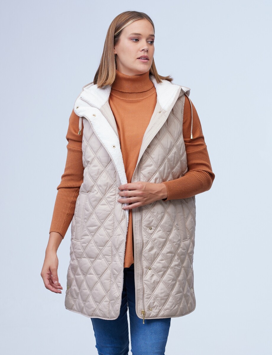 Chaleco Capitoneada Largo - Beige 