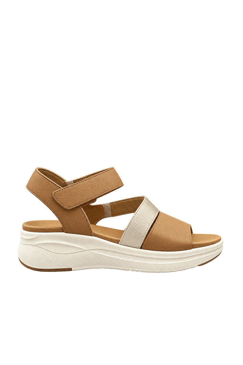 Sandalia con velcro Aurora Camel