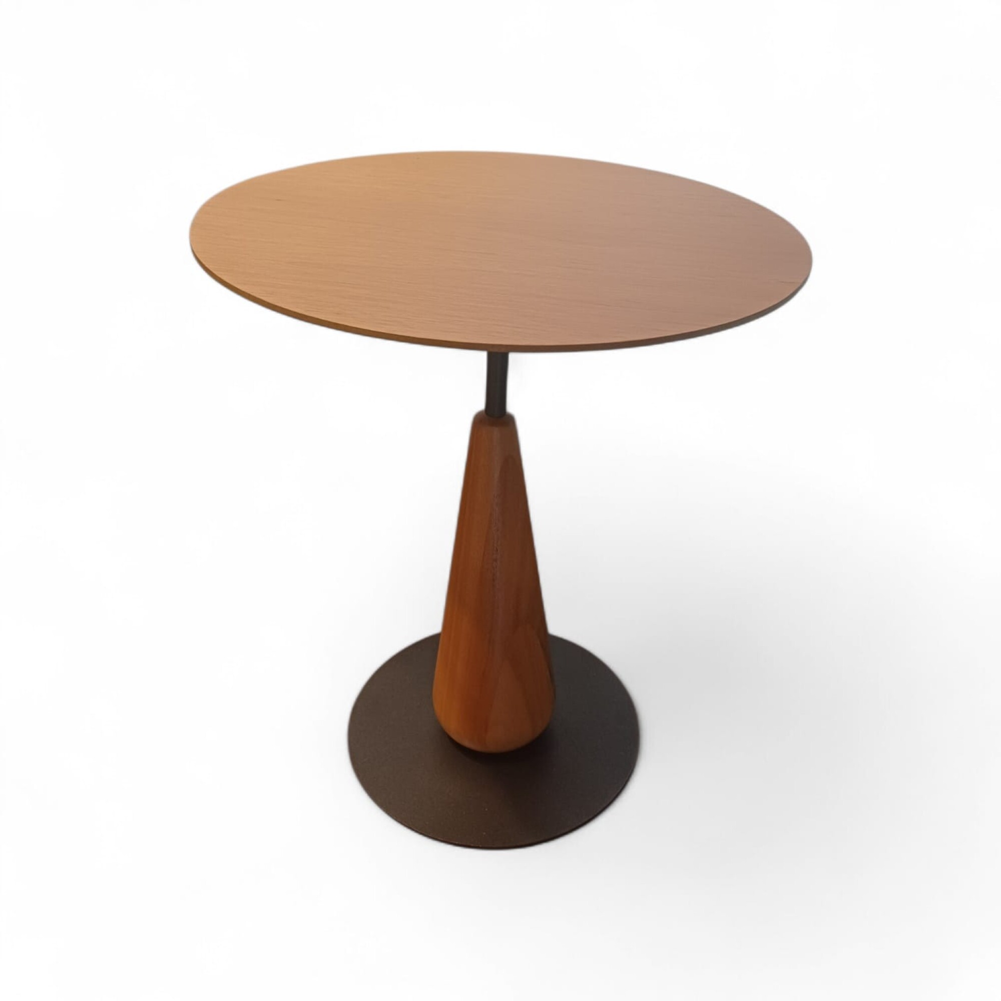 Mesa Lateral redonda Madera Clara Base hierro Grafito — Champagne Home ...