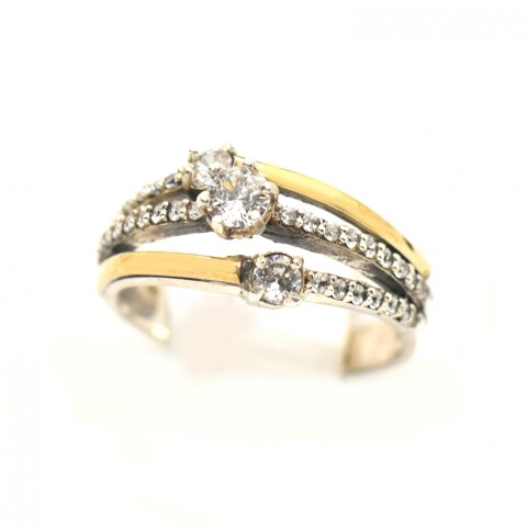 Anillo en Oro y Plata 925 con Zirconias Anillo en Oro y Plata 925 con Zirconias