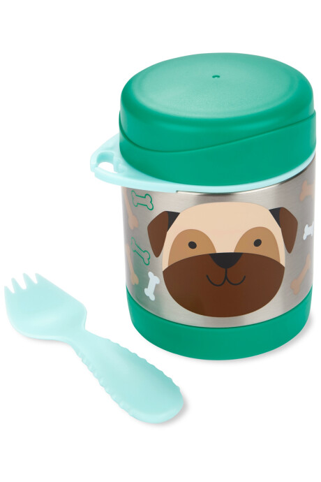 Tupper de acero inoxidable con cubierto, diseño perro Sin color