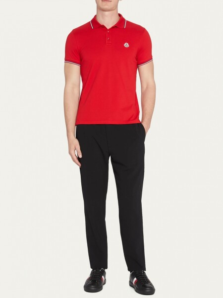 Moncler -Remera polo de algodón manga corta Rojo