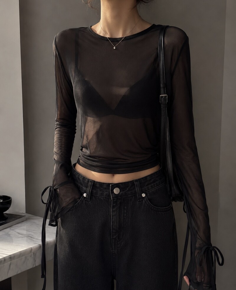 Remera print microtul negro