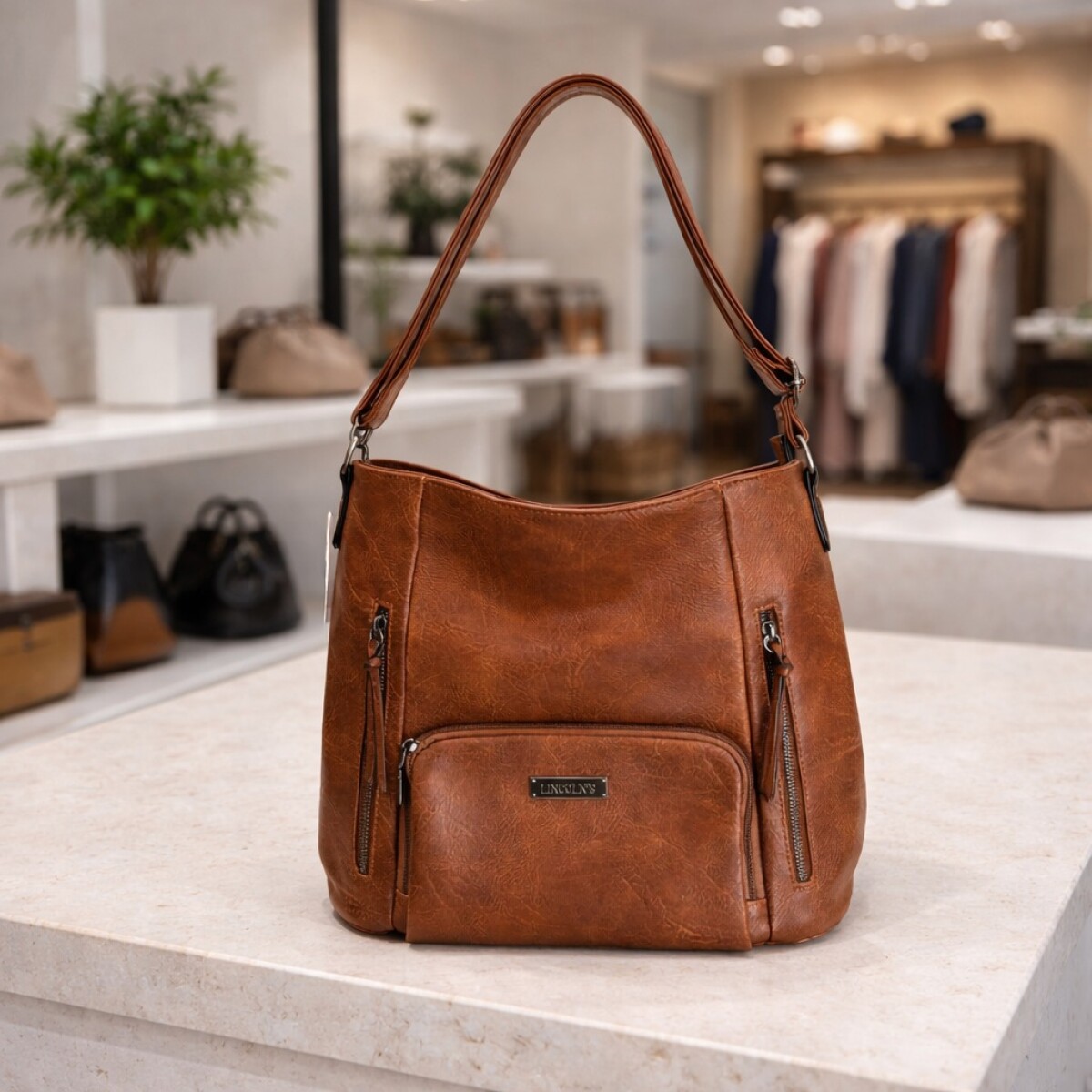 Cartera de Dama con Bolsillos de Eco Cuero - Habano 