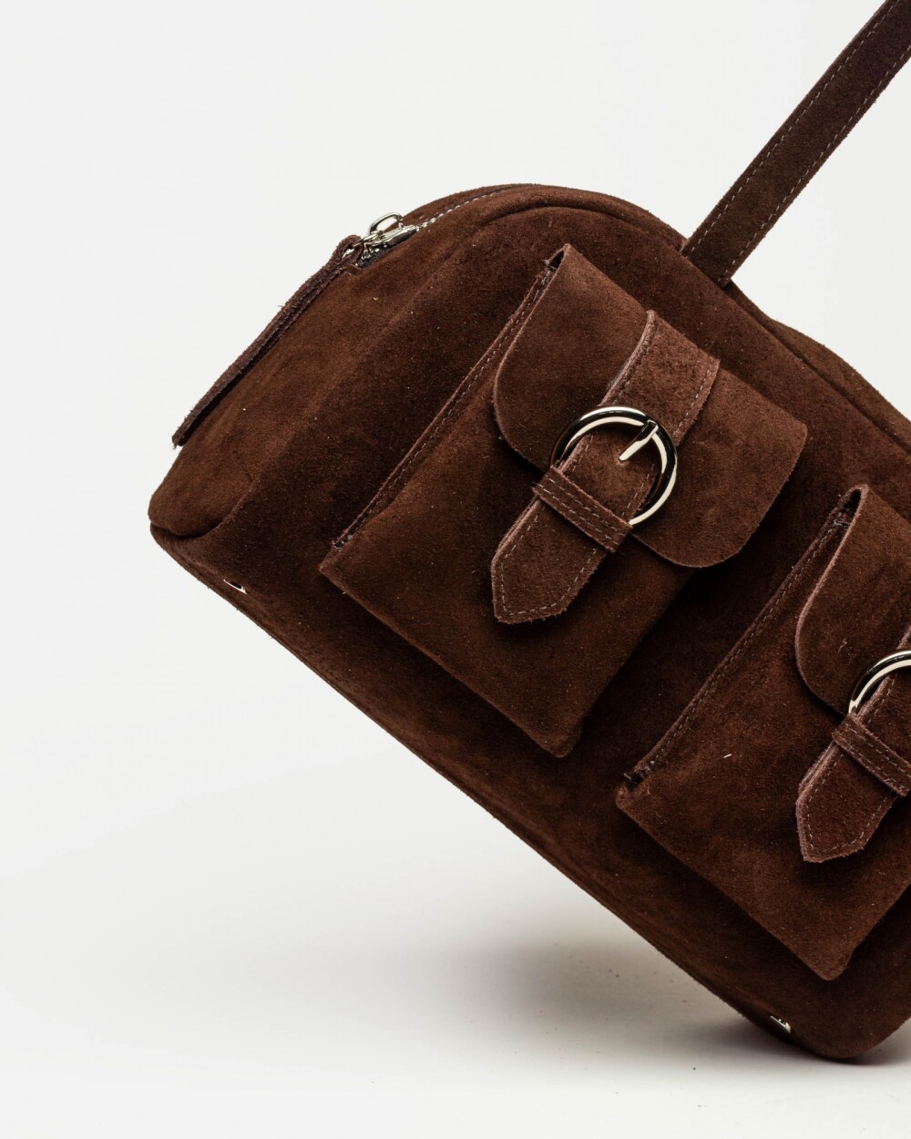 Bolso Indie en cuero gamuza Chocolate