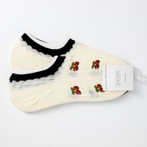 CALCETINES BAJOS DE MUJER CON BLOQUES DE COLOR CEREZA (2 PARES/BLANCO) CALCETINES BAJOS DE MUJER CON BLOQUES DE COLOR CEREZA (2 PARES/BLANCO)