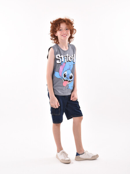 MUSCULOSA STITCH MANO GRIS OSCURO