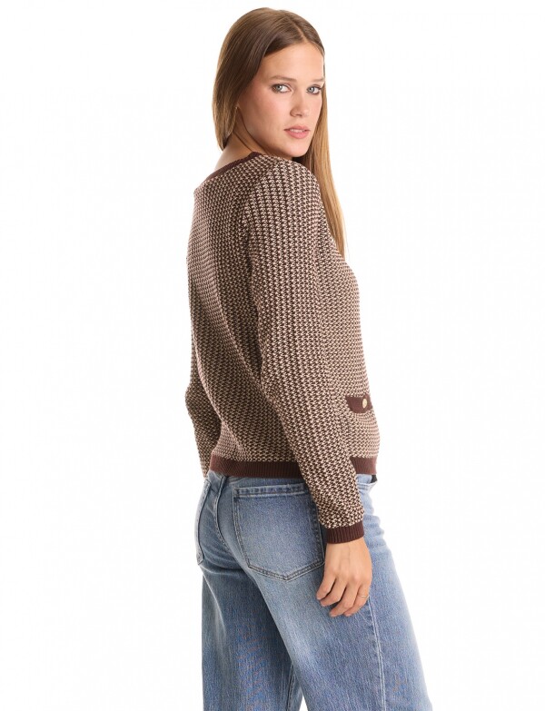 Cardigan Tweed MARRON/MULTI