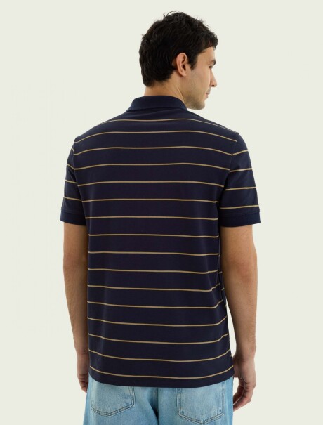 POLO BÁSICA MASCULINA A RAYAS AZUL