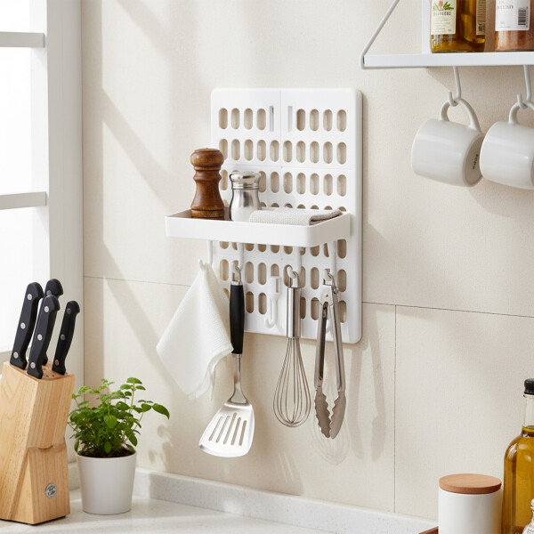 Panel Tablero Organizador Ranurado de Pared Cocina Baño Color Blanco