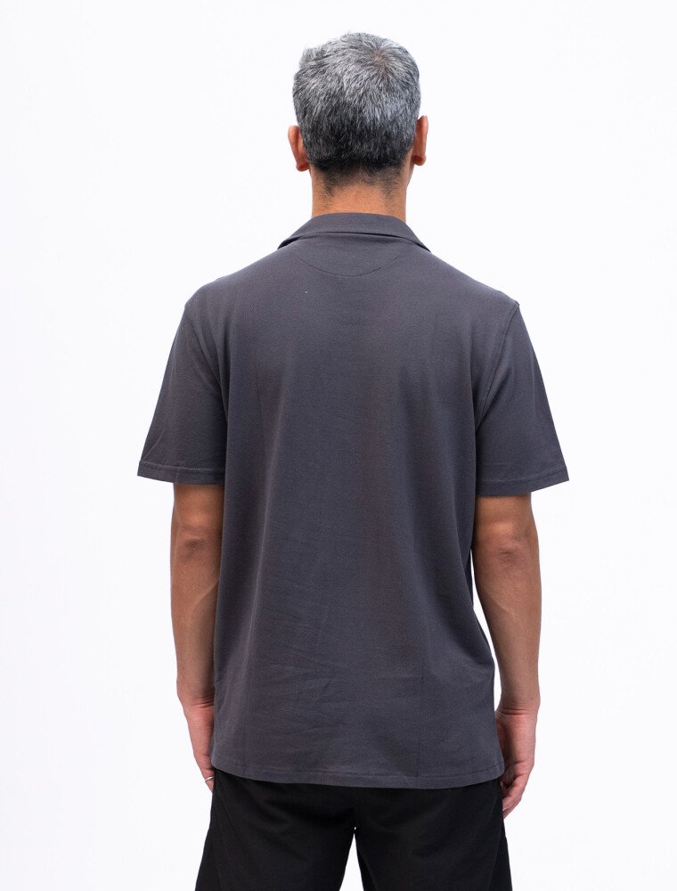 Camisa Algodón Pique Santorini Gris Oscuro