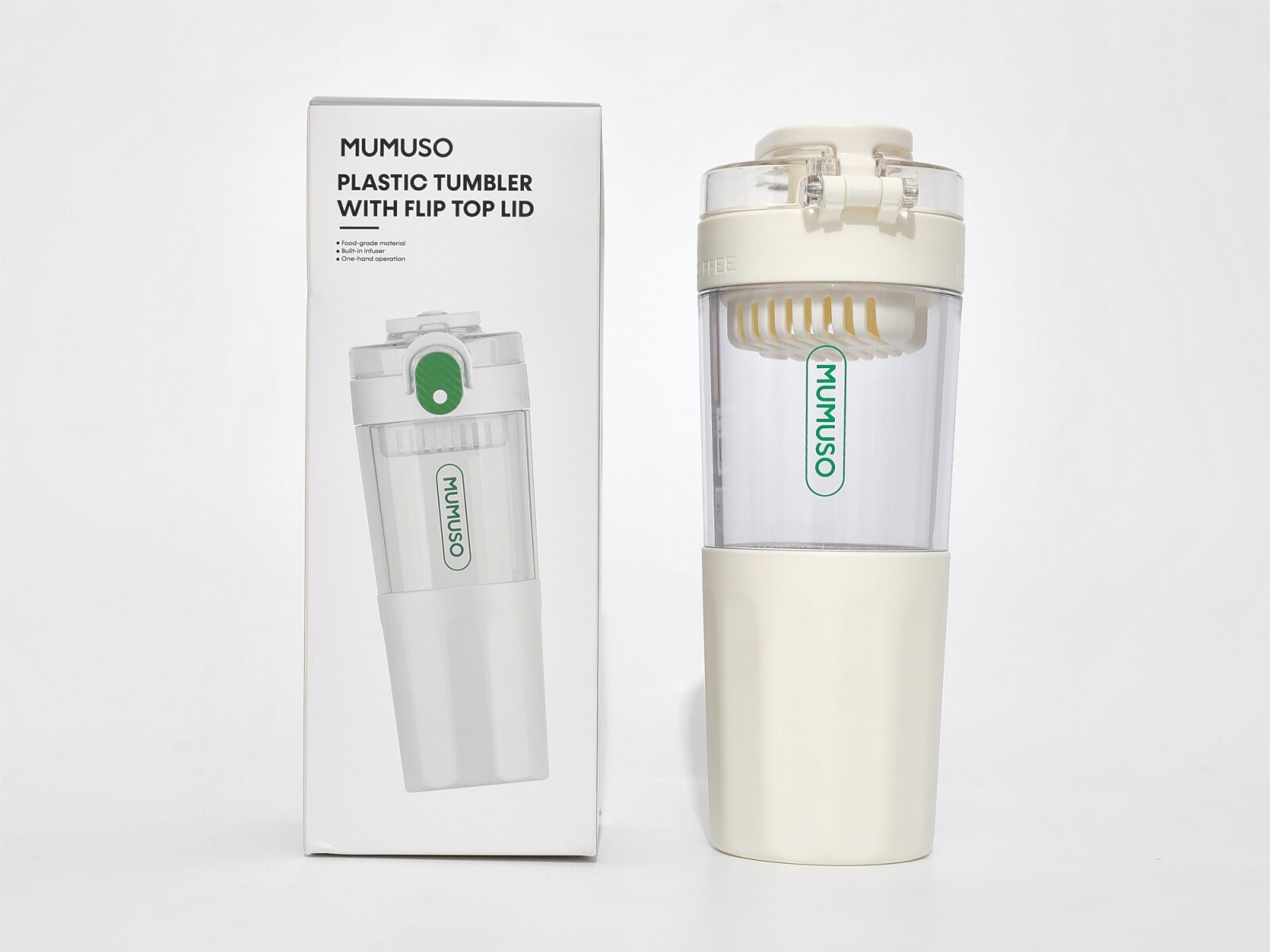 VASO DE PLÁSTICO CON TAPA ABATIBLE (BLANCO/450 ML) 
