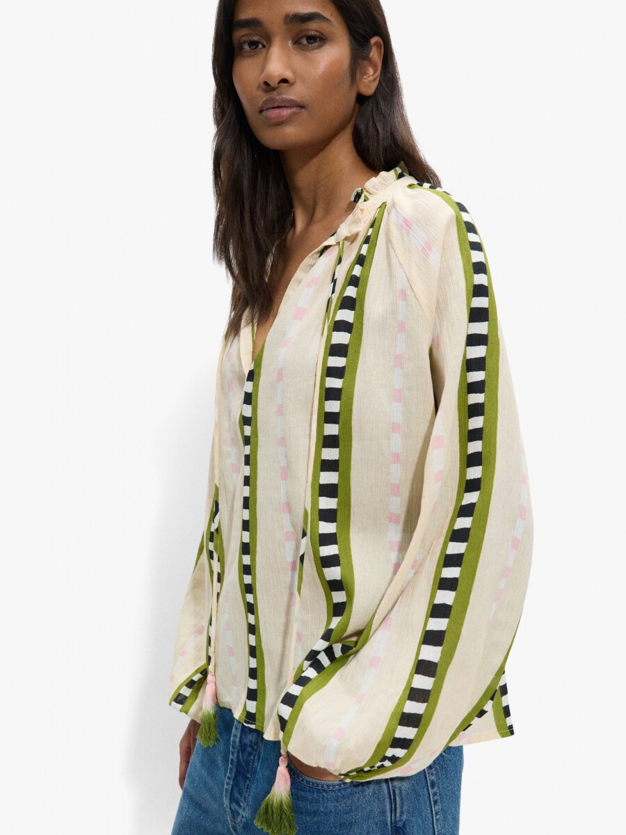 Blusa Estampado Contraste 100% Algodón multicolor