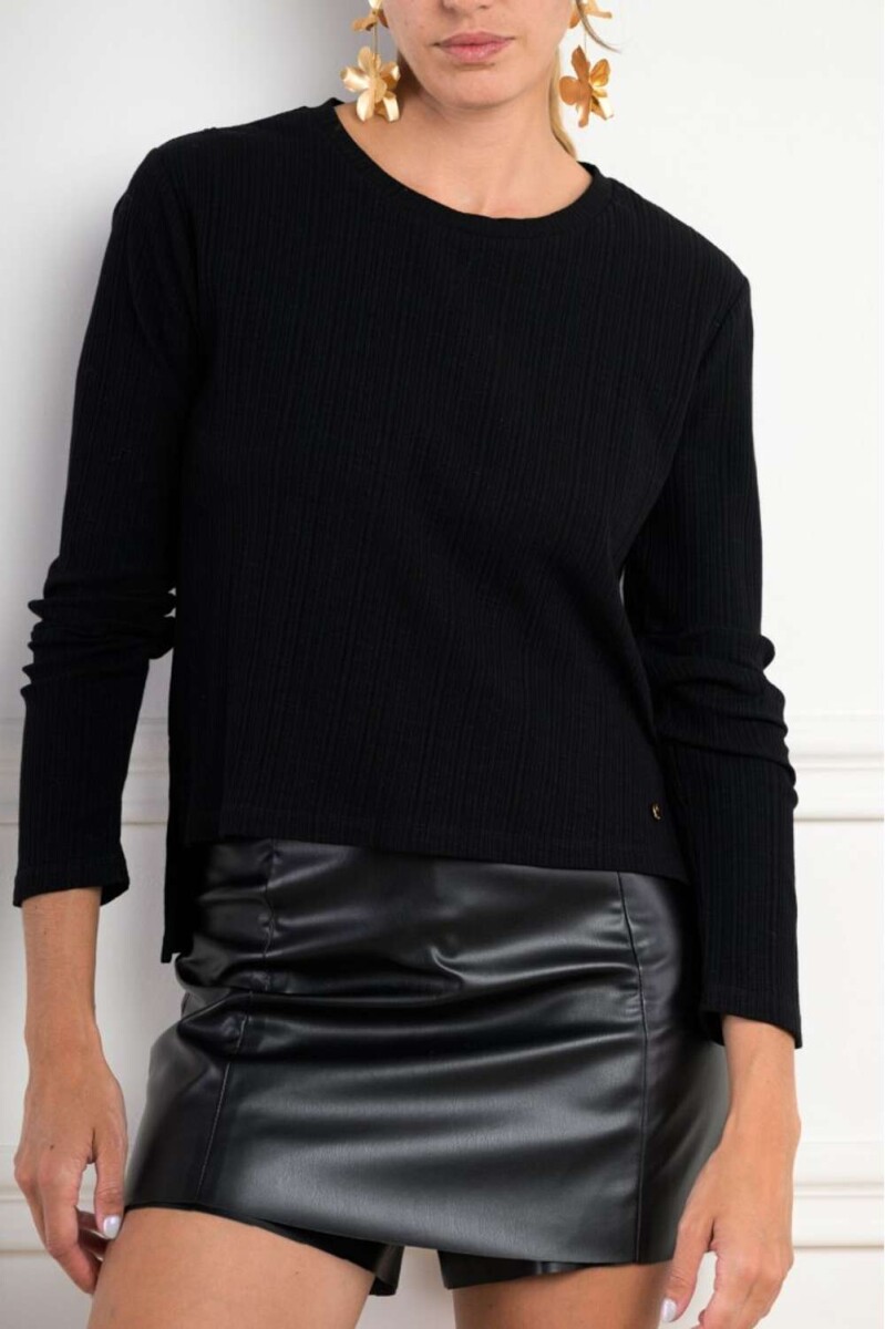 Remera Algodon Texturado - Negro 