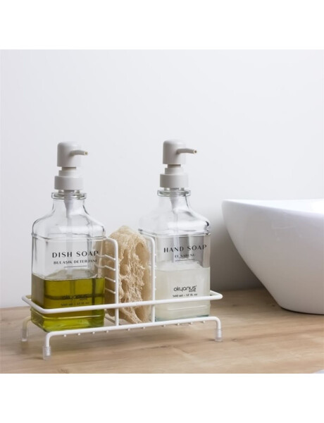 DISPENSADOR DE JABON 2PCS C/ESTANTE 8x22CM BLANCO DISPENSADOR DE JABON 2PCS C/ESTANTE 8x22CM BLANCO