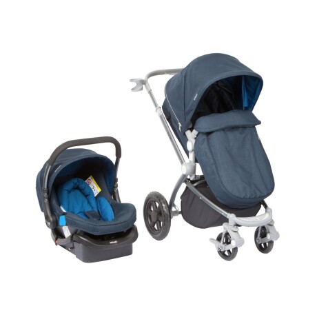 Coche de bebé tipo cuna Infanti Epic 4G Travel System con cubre pies + silla para auto con base Azul